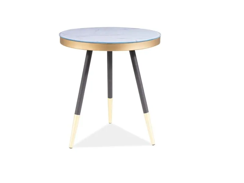 Stolik VEGA C biały efekt marmuru/czarny 45 cm Signal Stolik VEGA C biały efekt marmuru/czarny 45 cm Signal