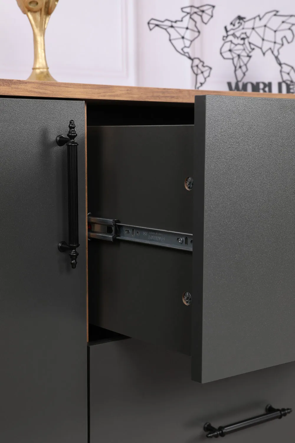 Komoda 2-drzwiowa z 2 szufladami CORDOBA orzech antracyt - ASI_854KLN3907