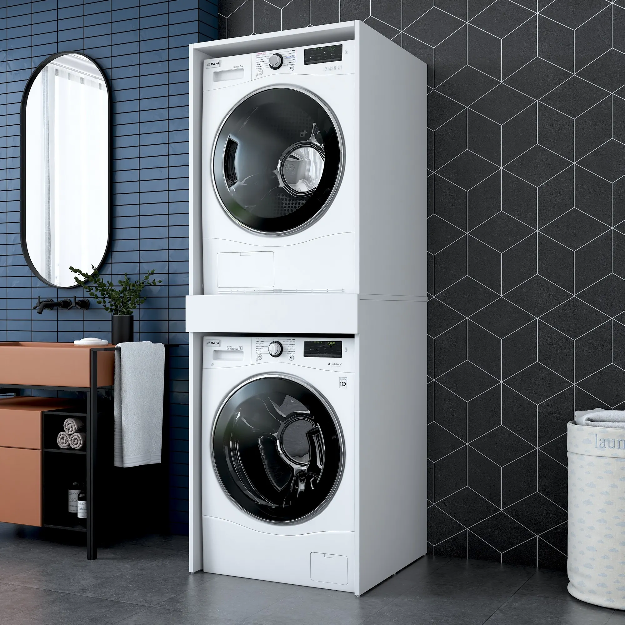 Zabudowa na pralkę i suszarkę KD113 biała - ASI_893RAN4989