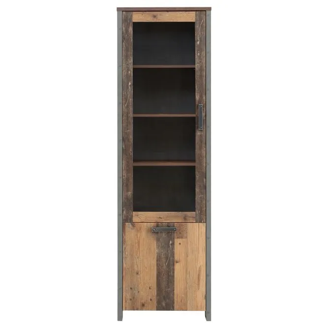 Witryna L/P CLIF 2-drzwiowa - old wood vintage, beton — zdjęcie 2