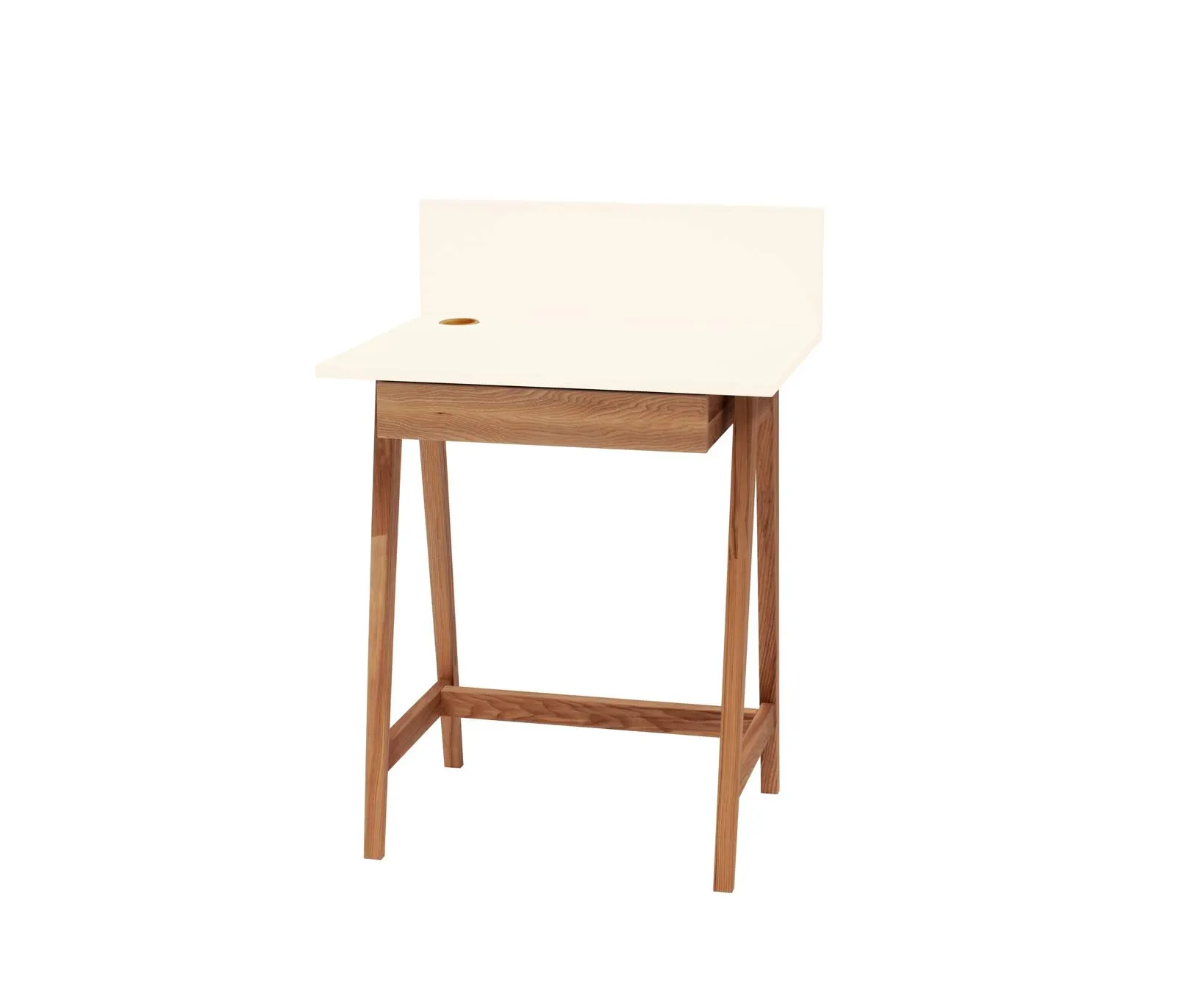 Biurko z szufladą i panelem LUKA 65x50 kremowe/nogi kolor dąb