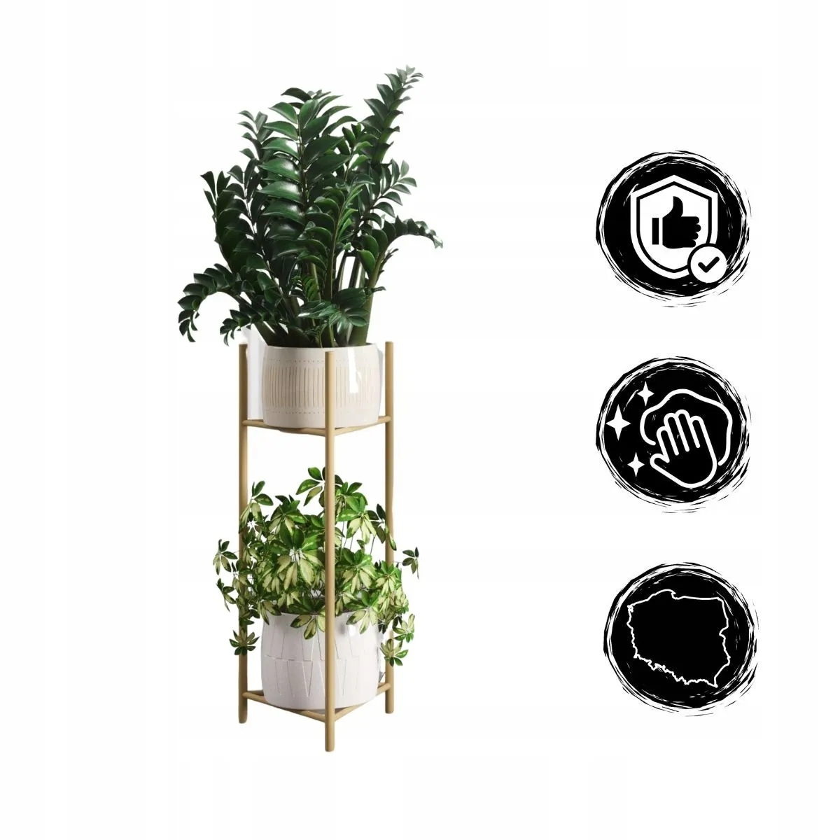 Kwietnik-stojak na donice metalowy LIZIO M złoty - LD_TZ000145