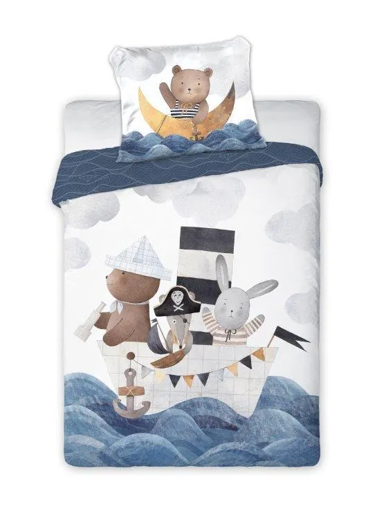 Pościel komplet dla dzieci PRZYTULAKI 025 bawełna 100X135+40X60 ŁÓDKA wielokolorowy Poduszka, Wystrój domu, Meble, Koc