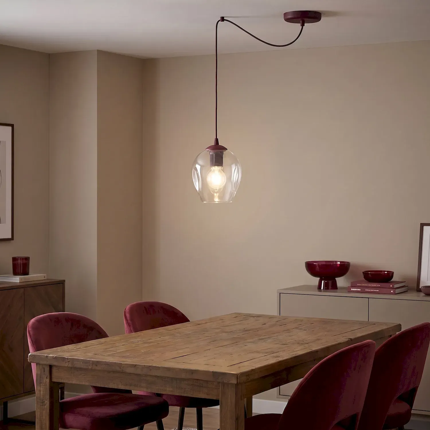 Lampa wisząca pająk LEVEL 1 burgund transparentny - 1819/1