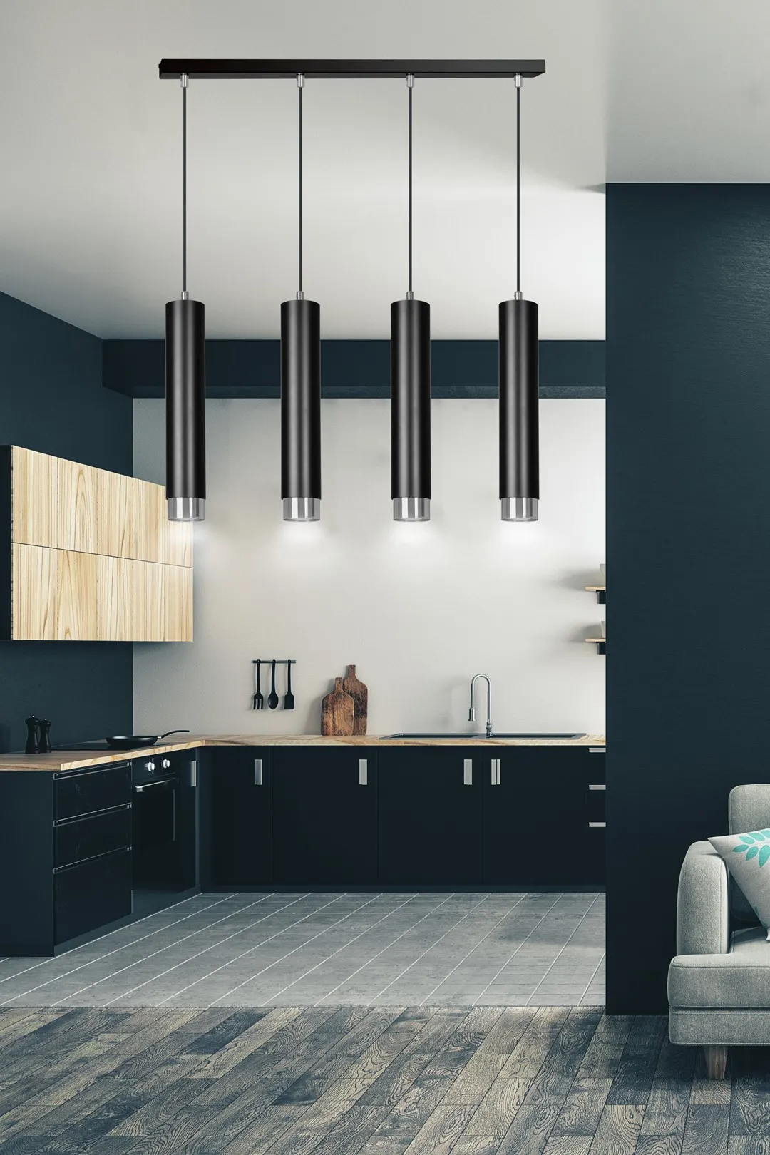 Lampa wisząca KIBO Czarny/Chrom 643/4 - 643/4