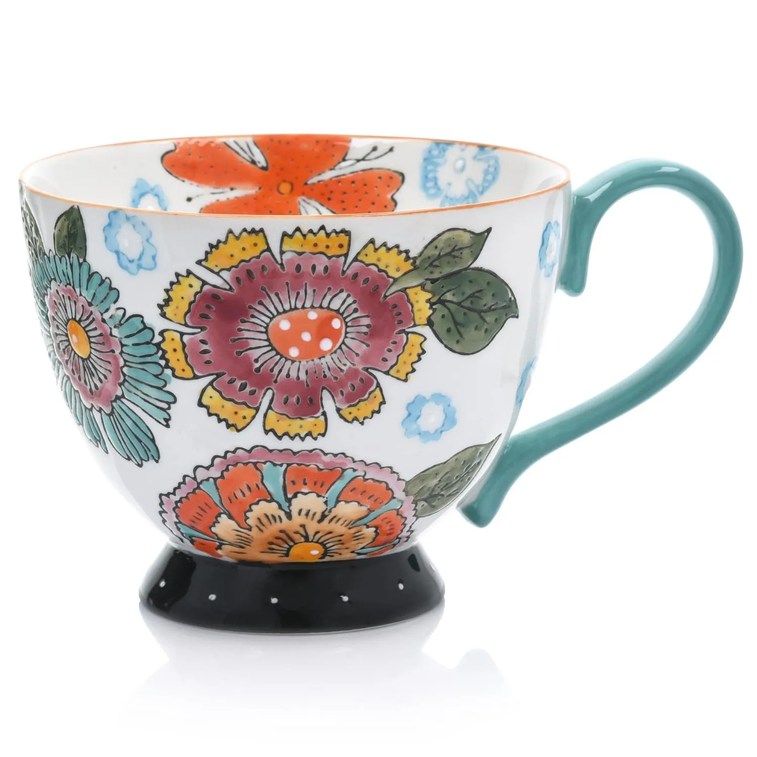 kubek, porcelana, filiżanka, wzory kwiatowe, kolorowy