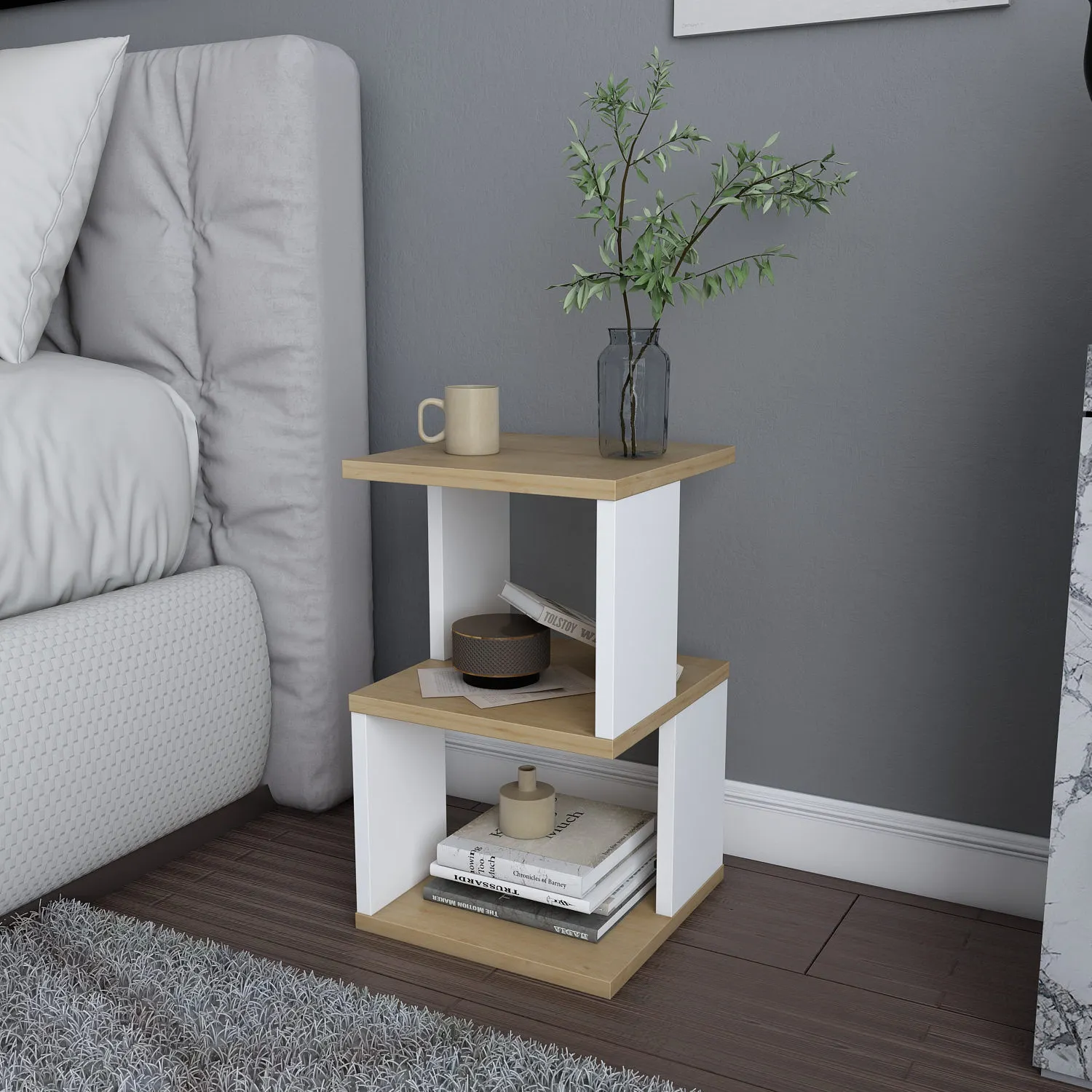 Szafka nocna wisząca CARTER dąb naturalny biały - ASI_322RTC1636