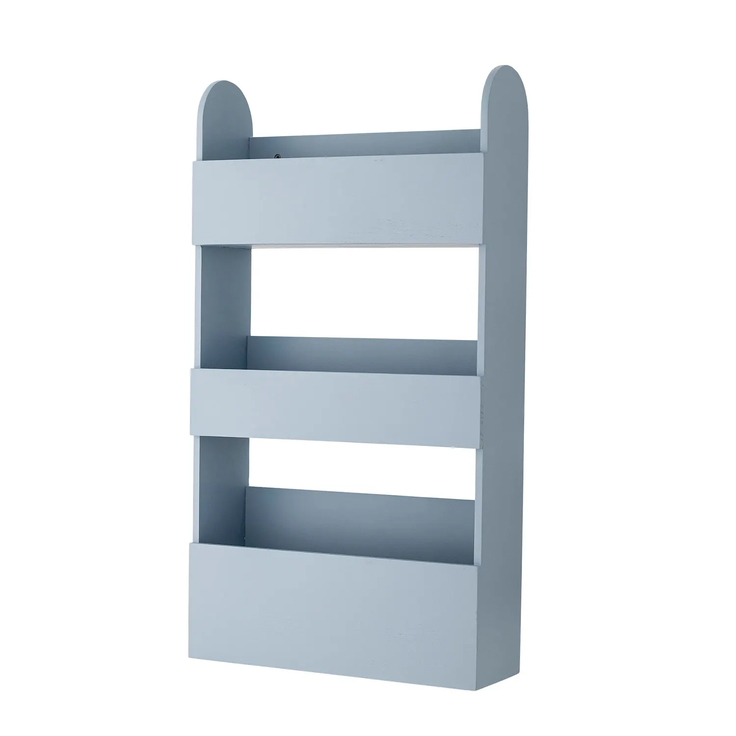 toy shelf, drewniana półka, jasny niebieski, półka z lamelkami, małe meble