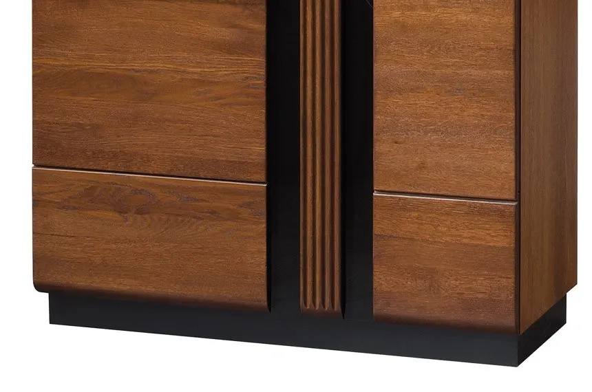 Witryna PORTI 12 2-drzwiowa drewniana dąb antyczny czarna 198x95x42cm - TH-100-0827