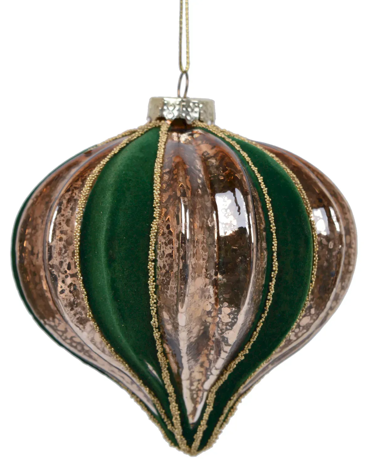 Bombka szklana welurowa ZIELONO-ZŁOTA 6803 Bombka szklana welurowa ZIELONO-ZŁOTA 6803