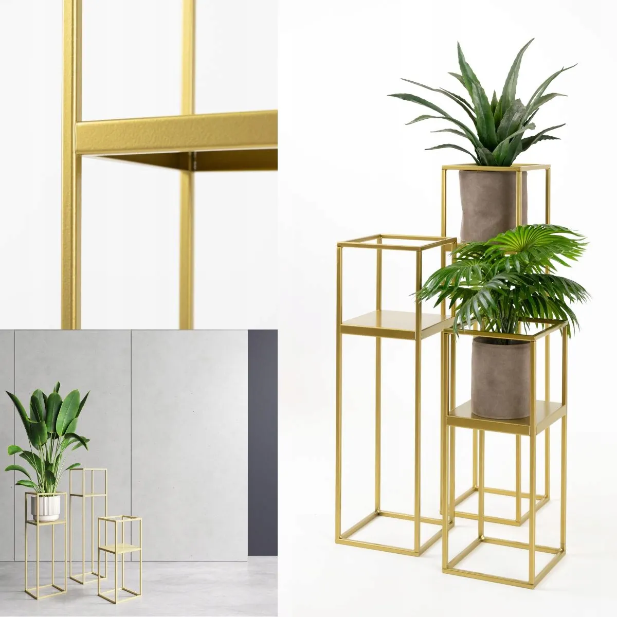 Kwietnik stojący metalowy LILLE M złoty - LD_TZ000170