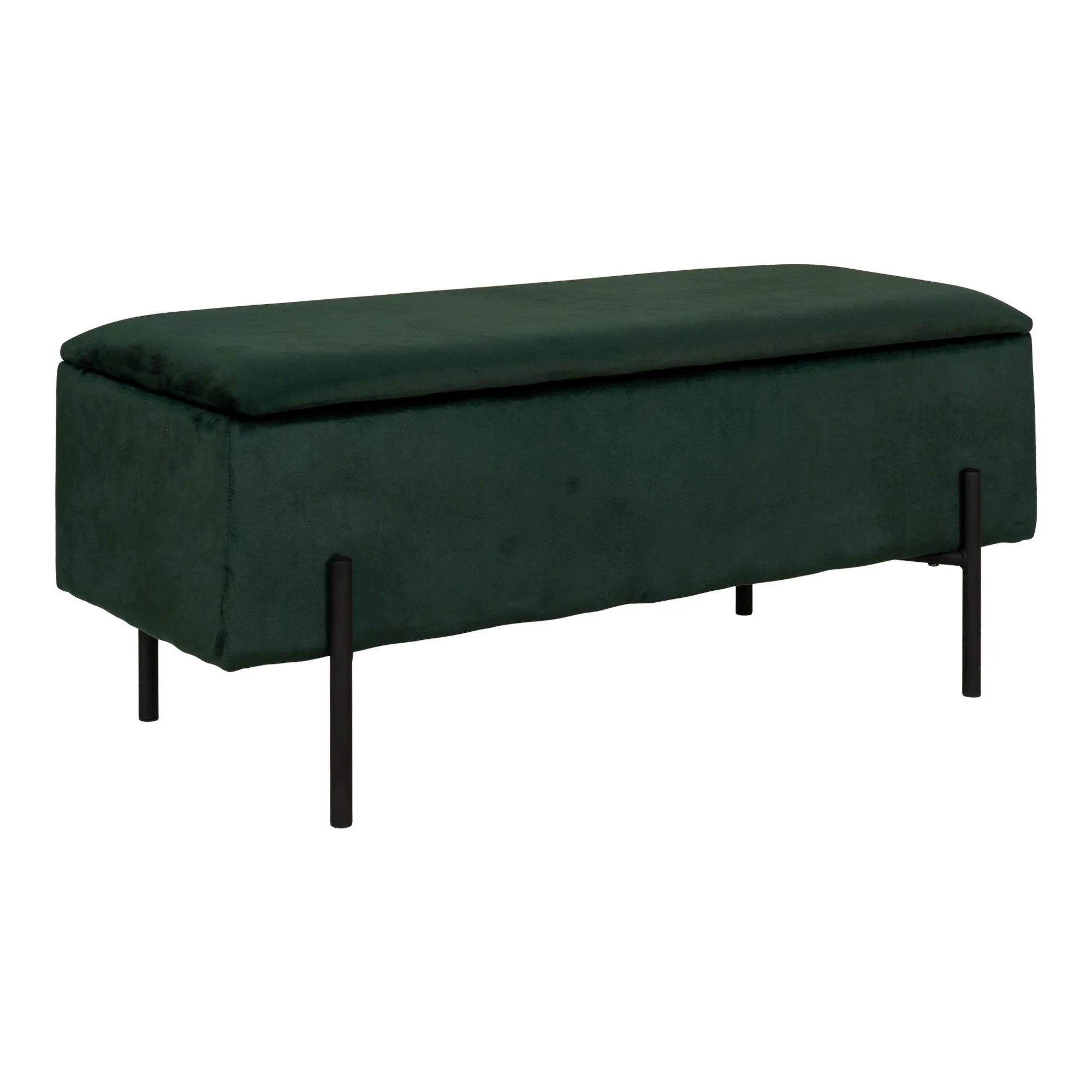 Ławka tapicerowana z pojemnikiem WATFORD 95 cm Velvet zielona