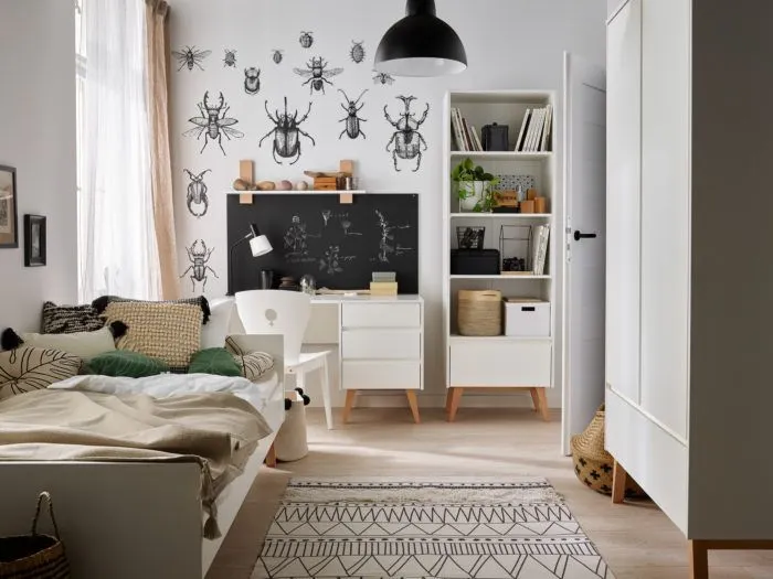 Łóżko z zagłówkiem SWING 90x200 białe - PIN_034-060-310