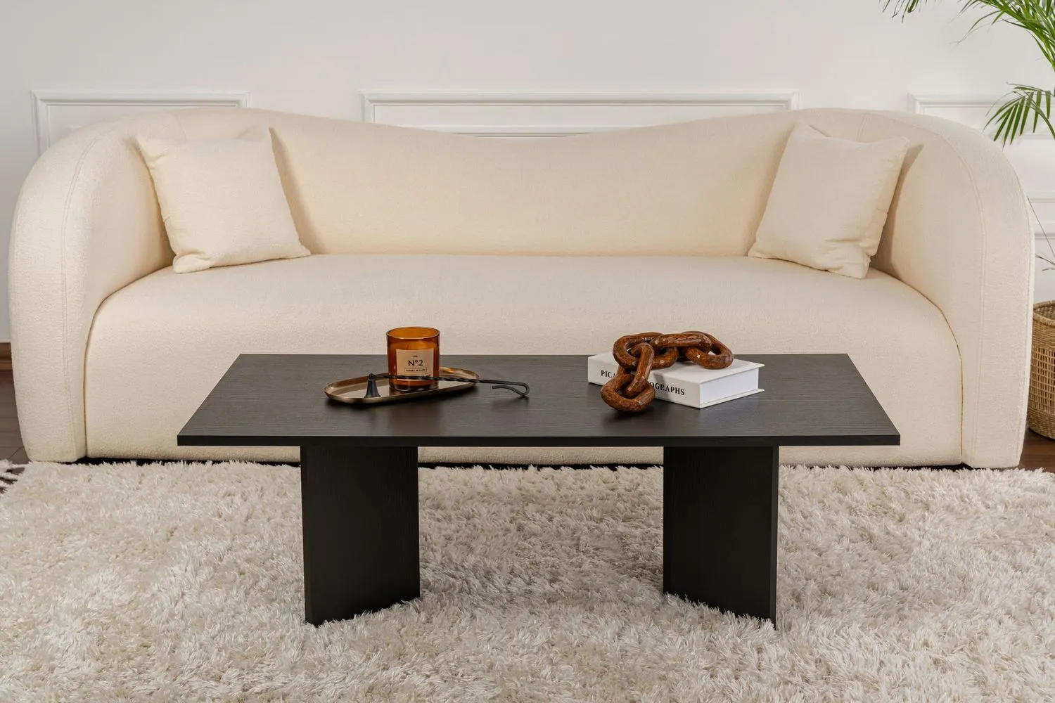 Stolik kawowy SABIN 60x119 cm czarny efekt drewna