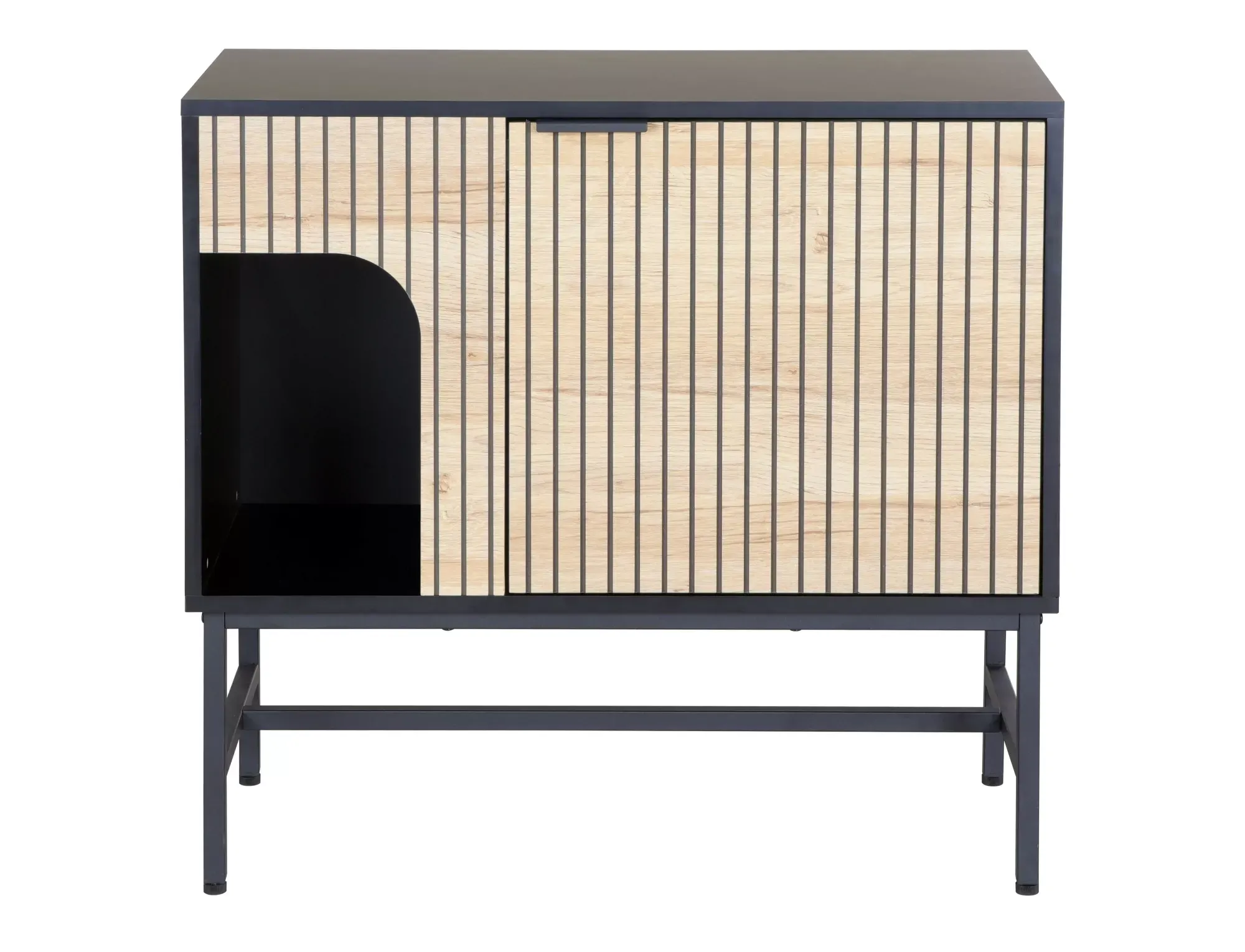 Komoda z półkami MAGO K3 75 cm drewniano-czarna - MAGOK3