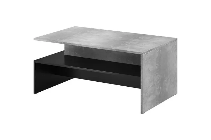 Stolik kawowy BAROS 100x60 jasny beton czarny