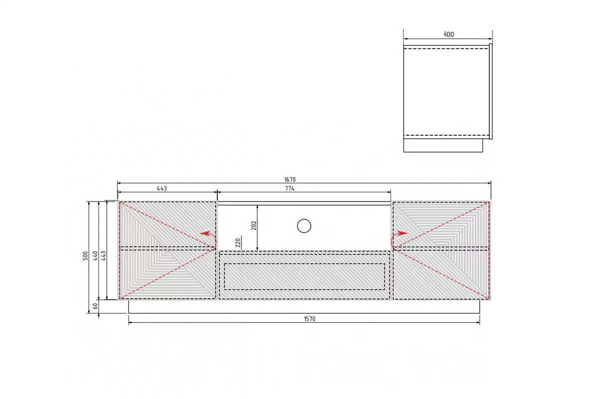 Szafka RTV ASHA 167 czarny mat - dąb artisan - ryflowany front - cokół — zdjęcie 7