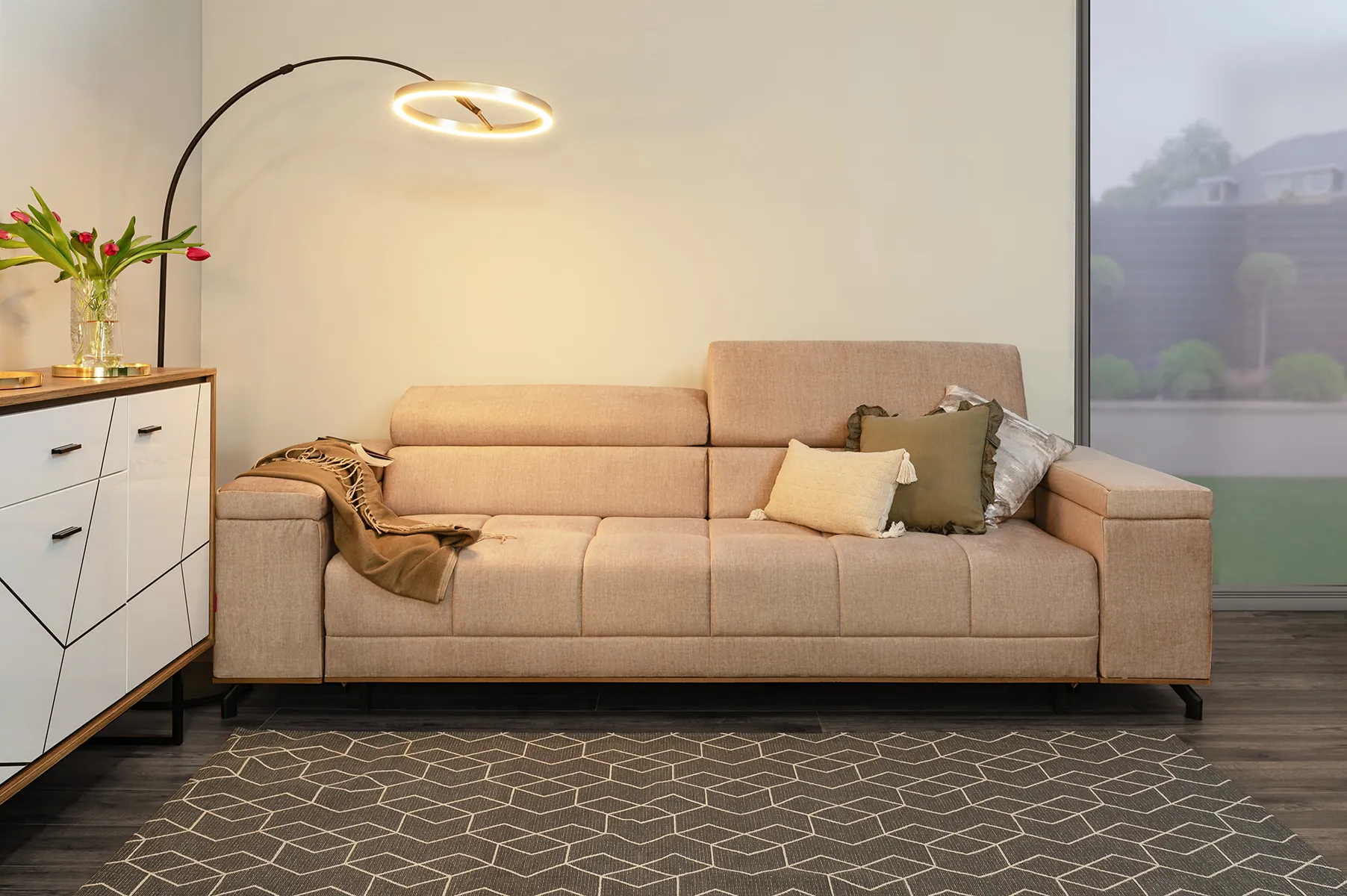 Lampa podłogowa BREST ledowa ściemniacz nożny 180 cm czarno-złota - 3016-104L