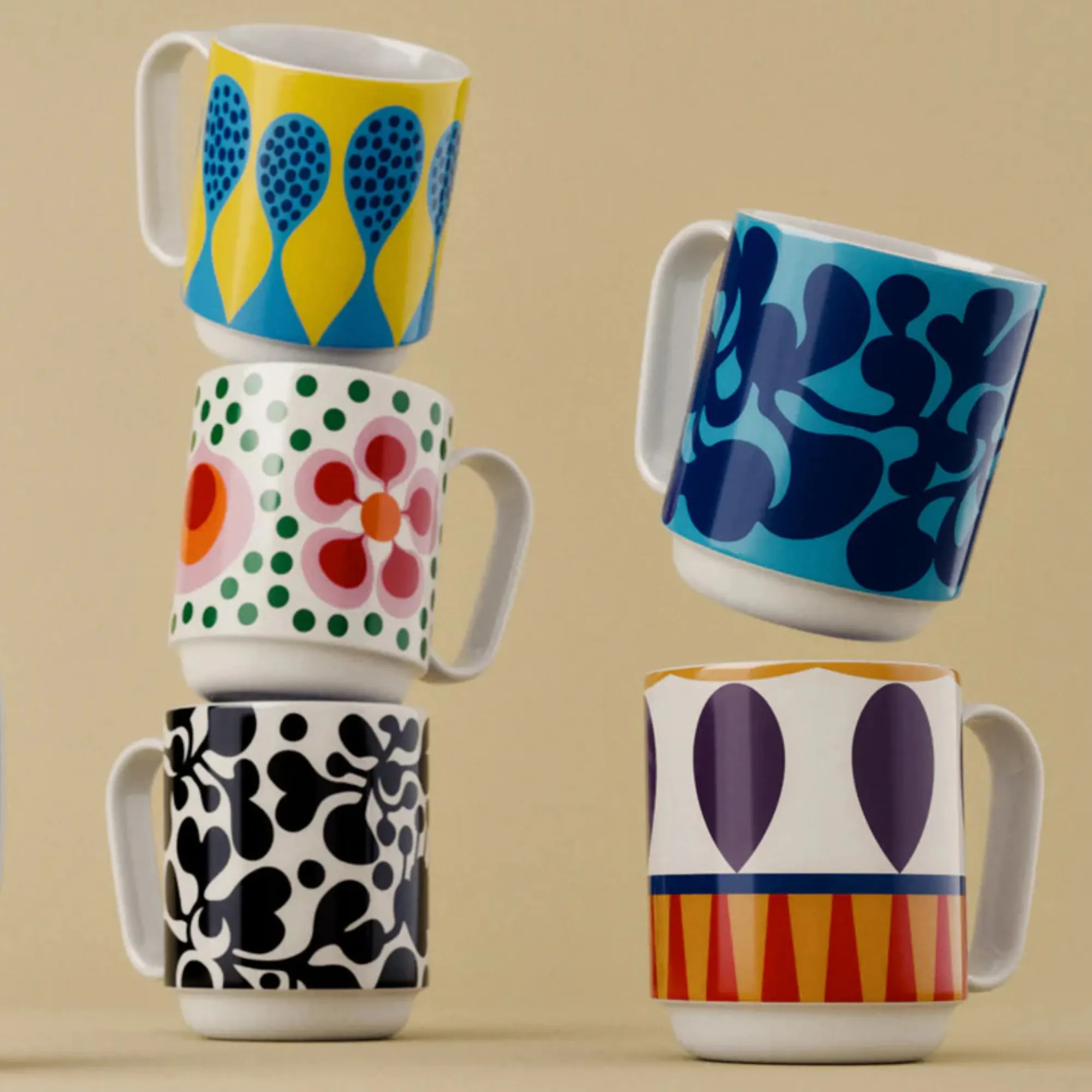kubki, porcelanowe, kolorowe, wzory, mug