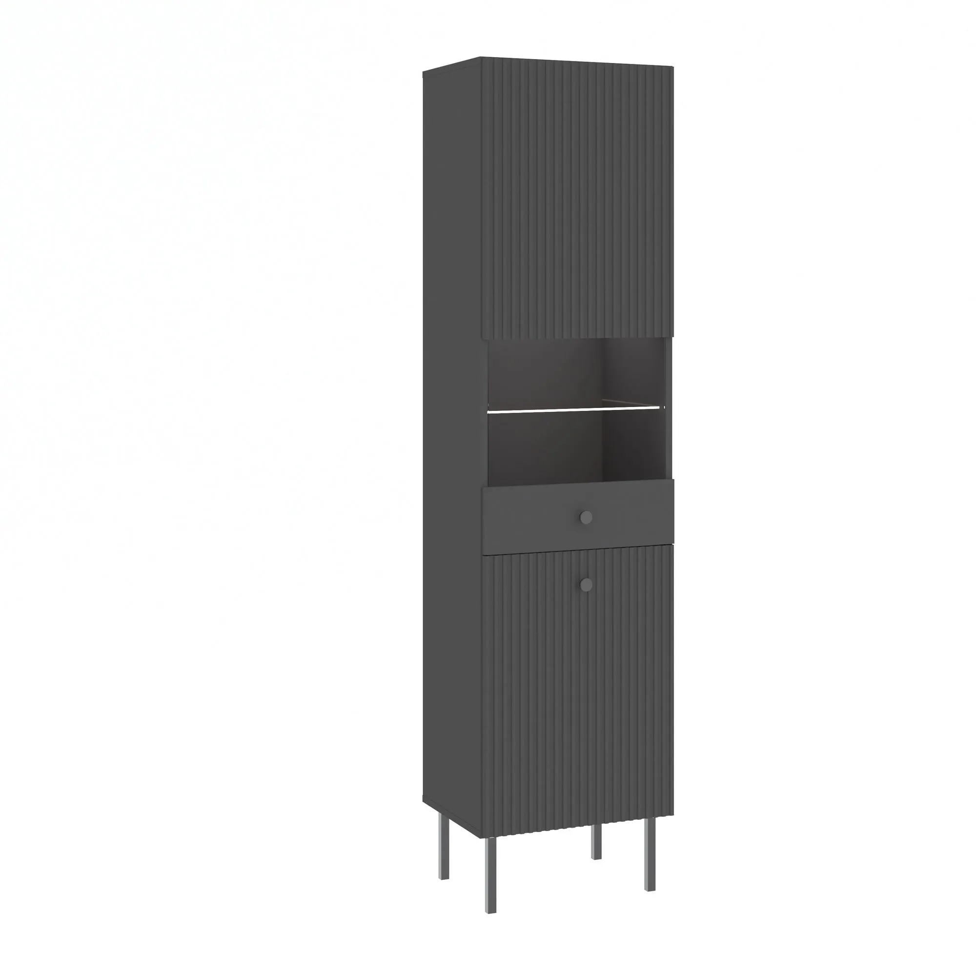 Witryna 2-drzwiowa VIENA ryflowany front antracyt