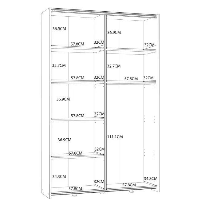 Szafa 2-drzwiowa OZZULA drzwi przesuwne 120cm biała - OZLS62237-120