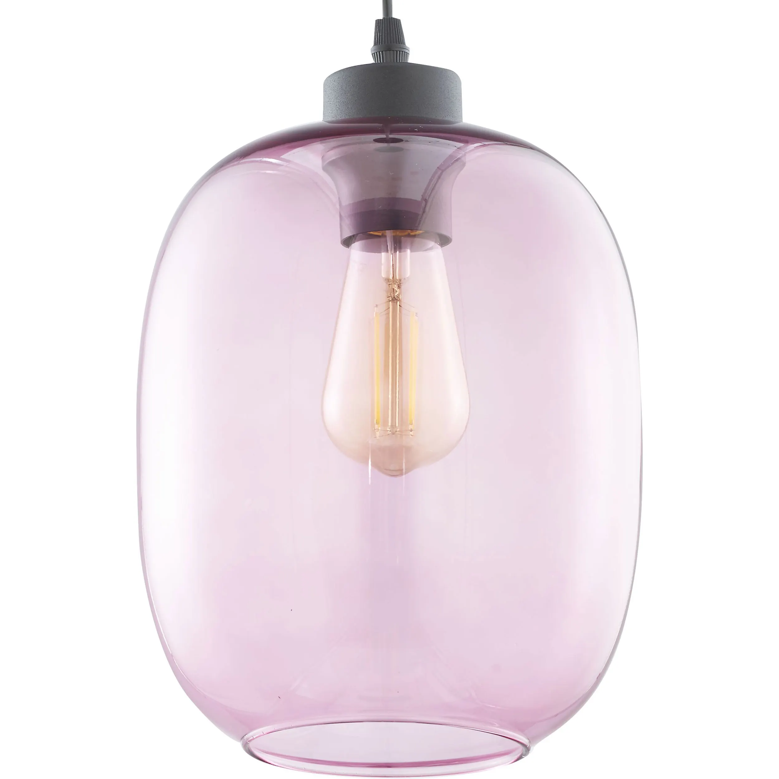 Lampa wisząca ELIO różowa szklana transparentna oprawa na czarnej podstawie i przewodzie 170x20cm - TK_3181