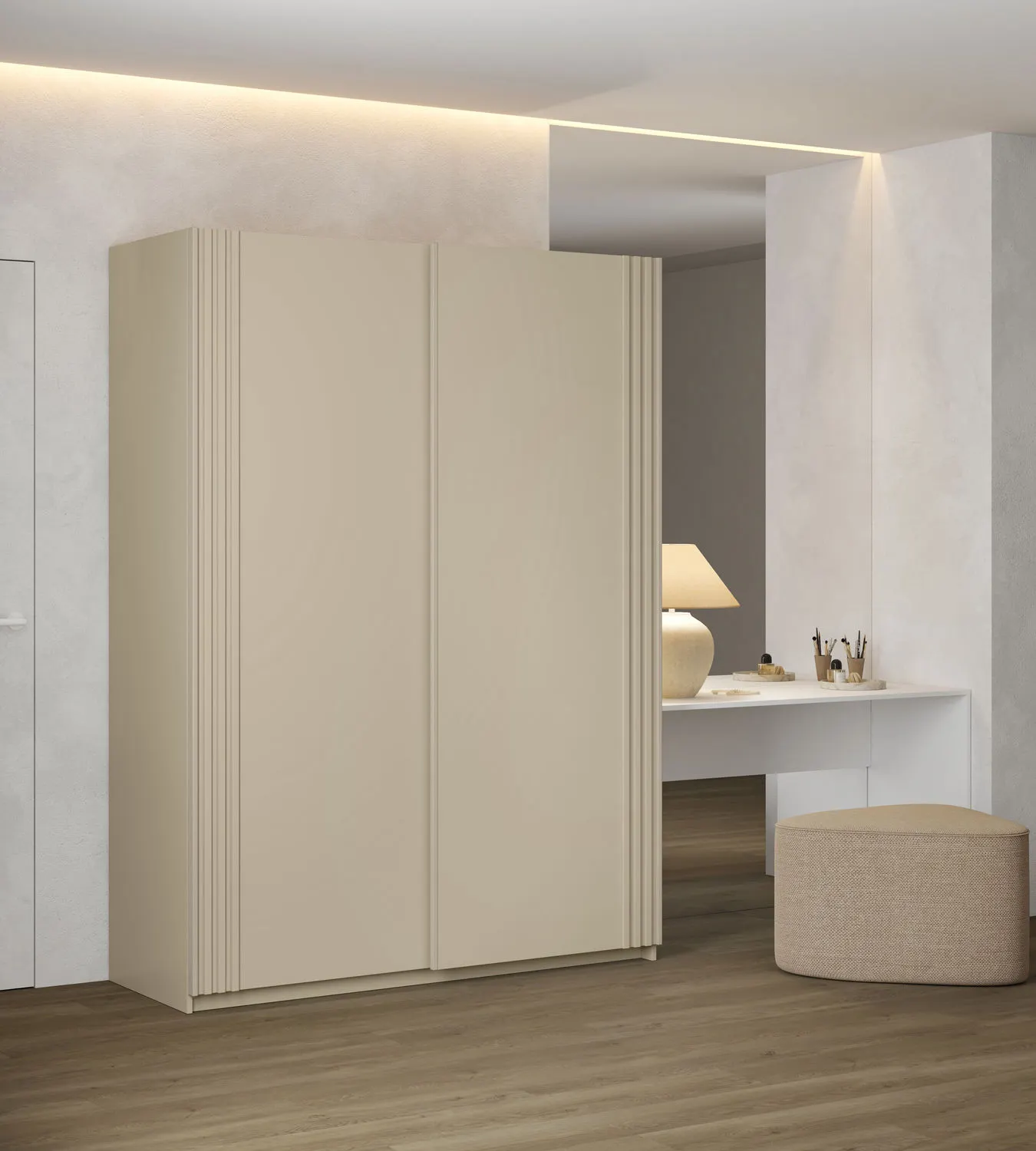 Szafa 2-drzwiowa z lamelami NIVA 150cm beżowa - 2412OE15