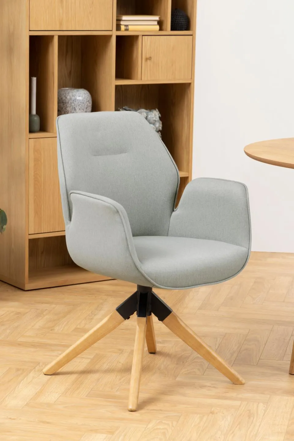 Krzesło obrotowe z podłokietnikami SPRING Jasnoszary, Naturalny - 0000089813