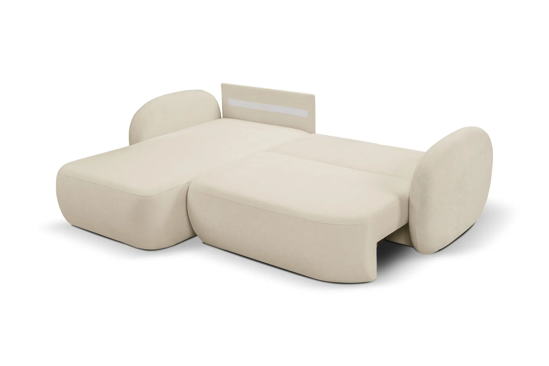 Narożnik rozkładany z pojemnikiem OLIO SICURIO 248 cm lewostronny beżowy - OLIO_NAR_SICURIO55_L