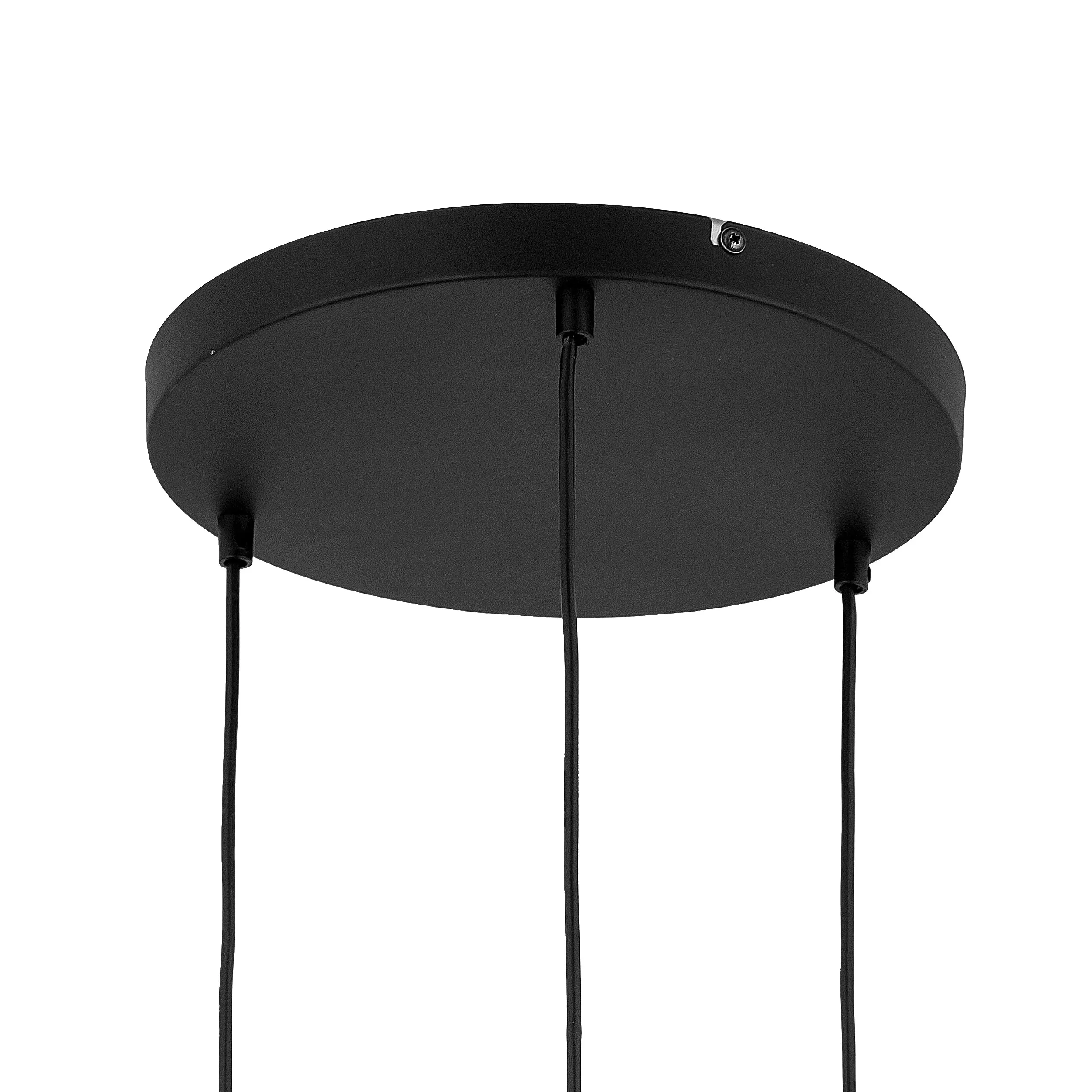 Lampa wisząca OMEGA czarna ze złotymi elementami szare przyciemniane okrągłe szklane klosze 100x52cm - TK_4573