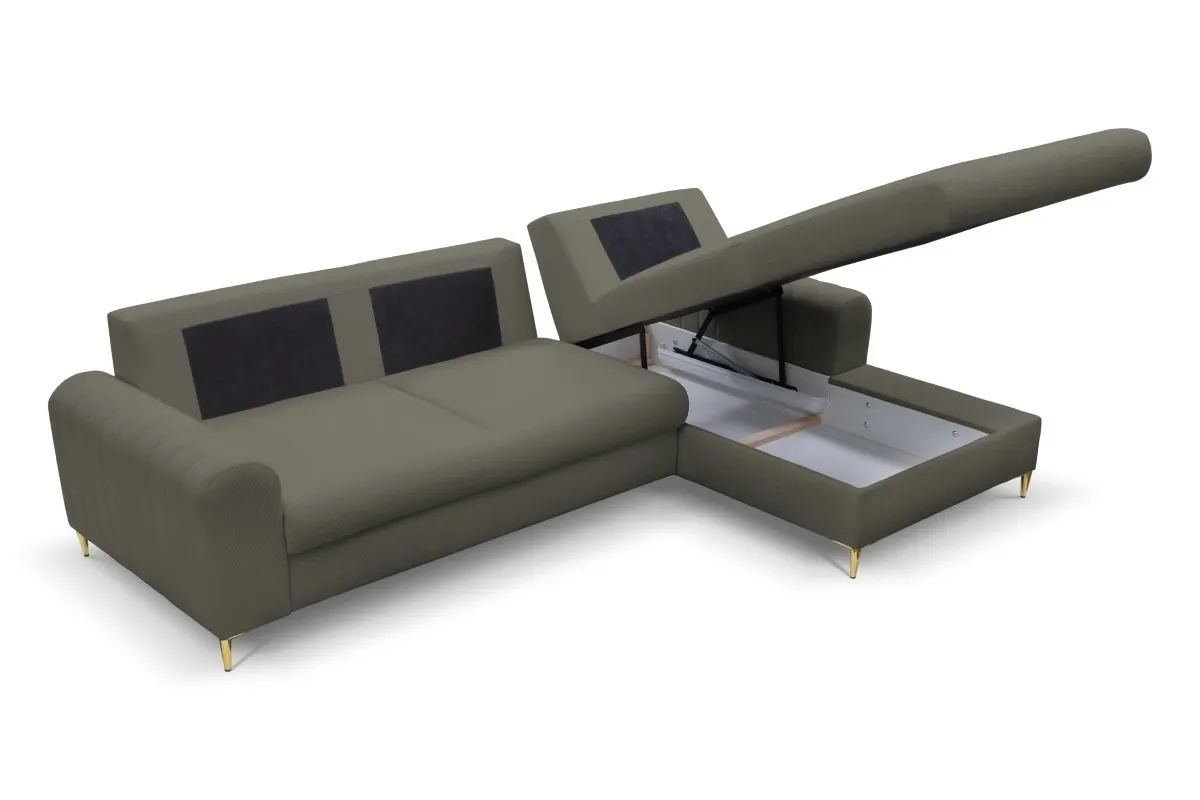 Narożnik rozkładany z pojemnikiem MONACO LOFT 251 cm prawy szary