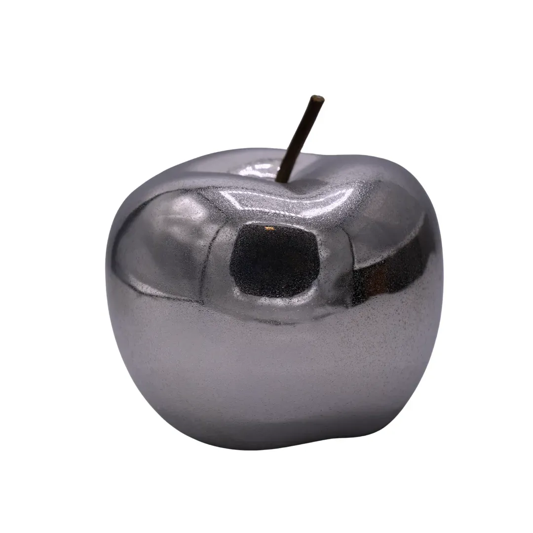 JABŁKO ceramiczne SUGAR 12cm średnie srebrne