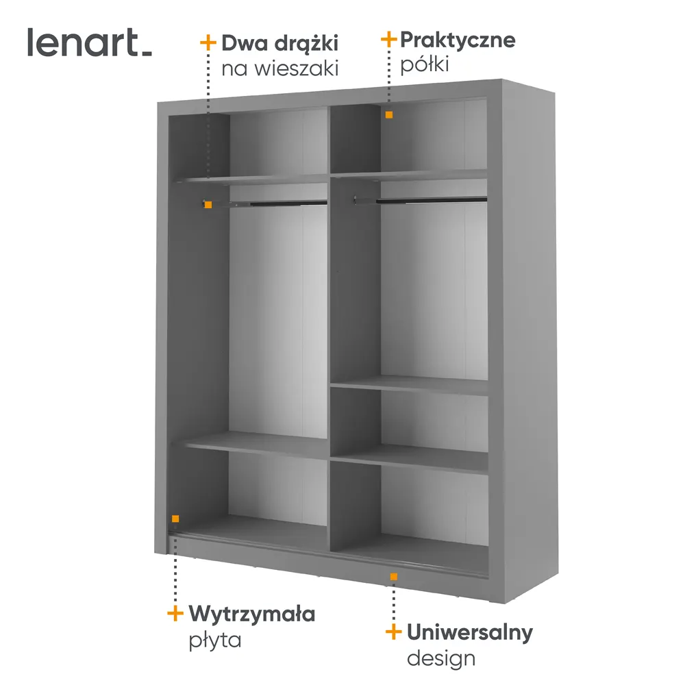 Szafa 2-drzwiowa ARTI AR-03 180cm szara — zdjęcie 8