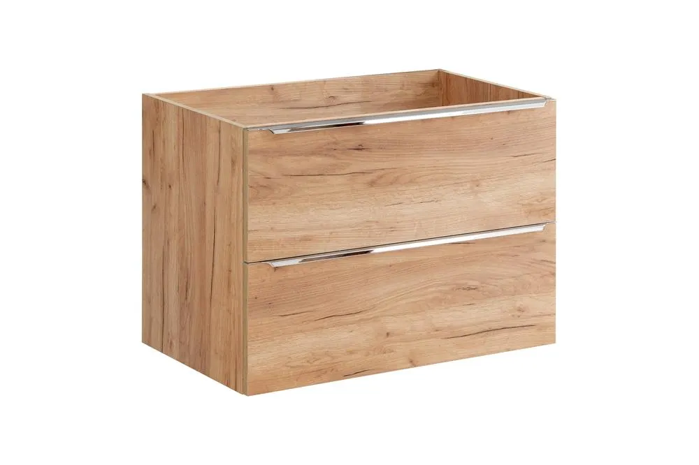 Szafka pod umywalkę z 2 szufladami CAPRI z chromowanymi uchwytami dąb złoty craft 80x57x46cm Szafka pod umywalkę z 2 szufladami CAPRI z chromowanymi uchwytami dąb złoty craft 80x57x46cm