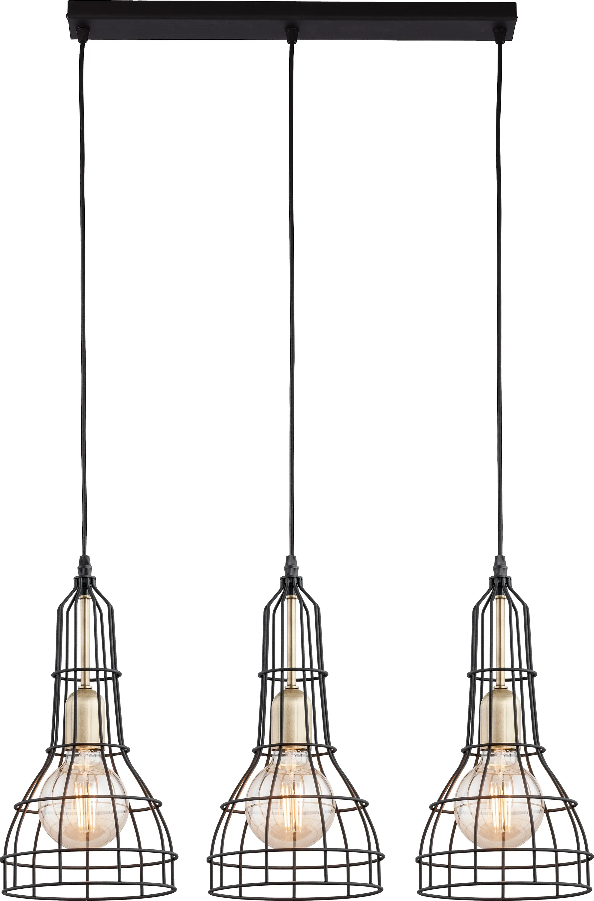 Lampa wisząca LONG metalowa czarna ze złotymi elementami 105x62cm - TK_2209