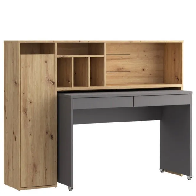 Biurko TRYNIDAD z regałem - dab artisan, szary Biurko TRYNIDAD z regałem - dab artisan, szary