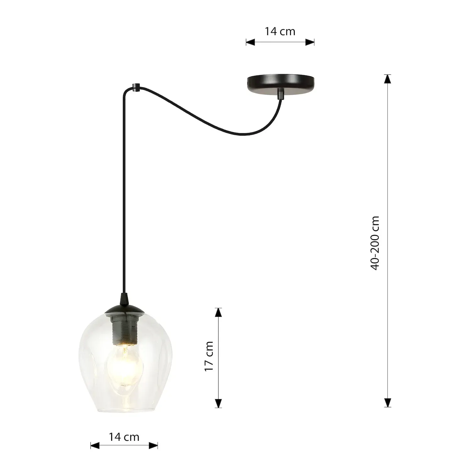 Lampa wisząca pająk LEVEL 1 czarny transparentny - 756/1