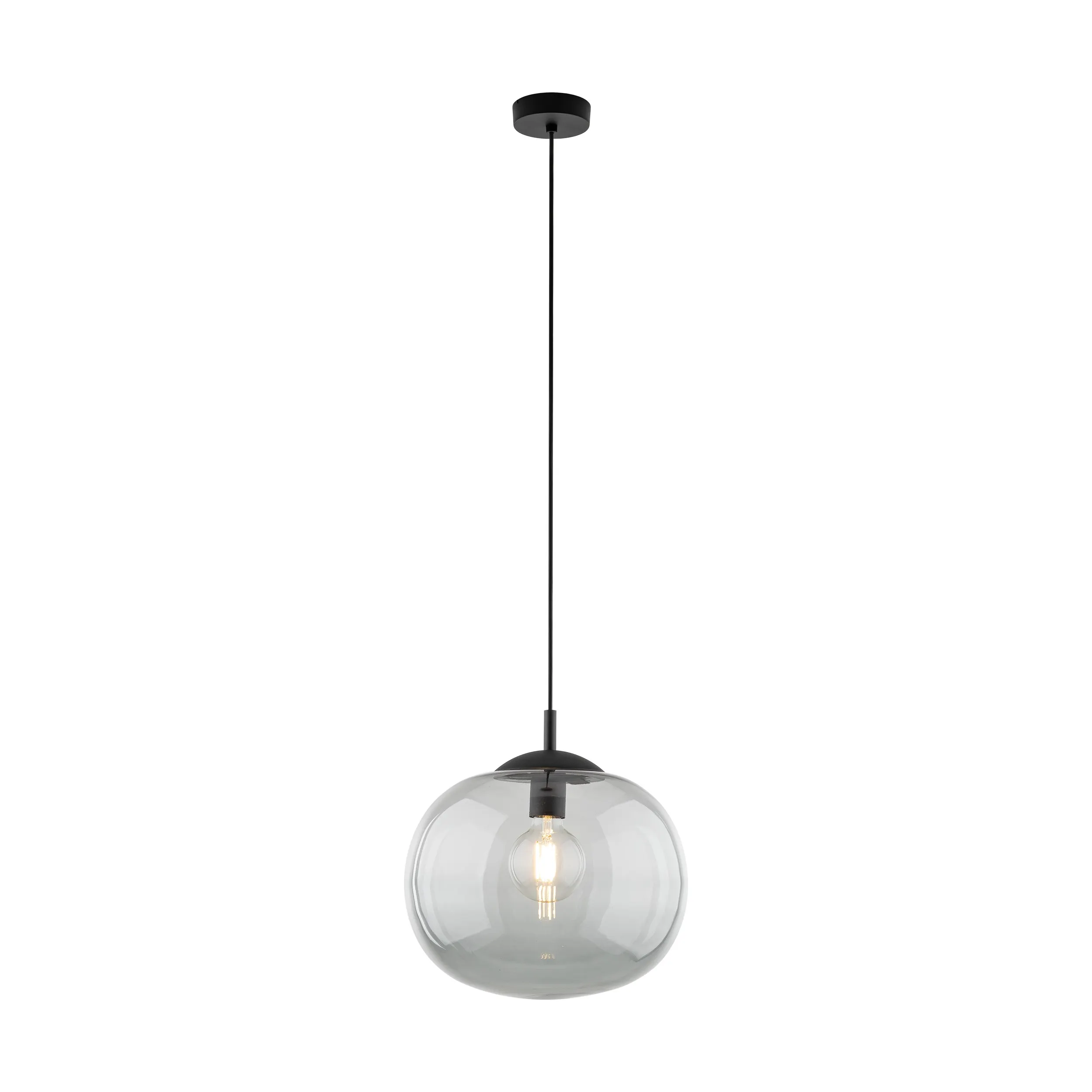 Lampa wisząca VIBE czarna z grafitowym okrągłym szklanym kloszem 170x35cm - TK_4972