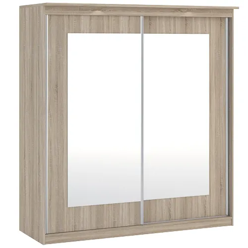 Szafa 2-drzwiowa z 2 lustrami MORTY 180cm drzwi przesuwne dąb sonoma Meble, Szafa, Gabinet