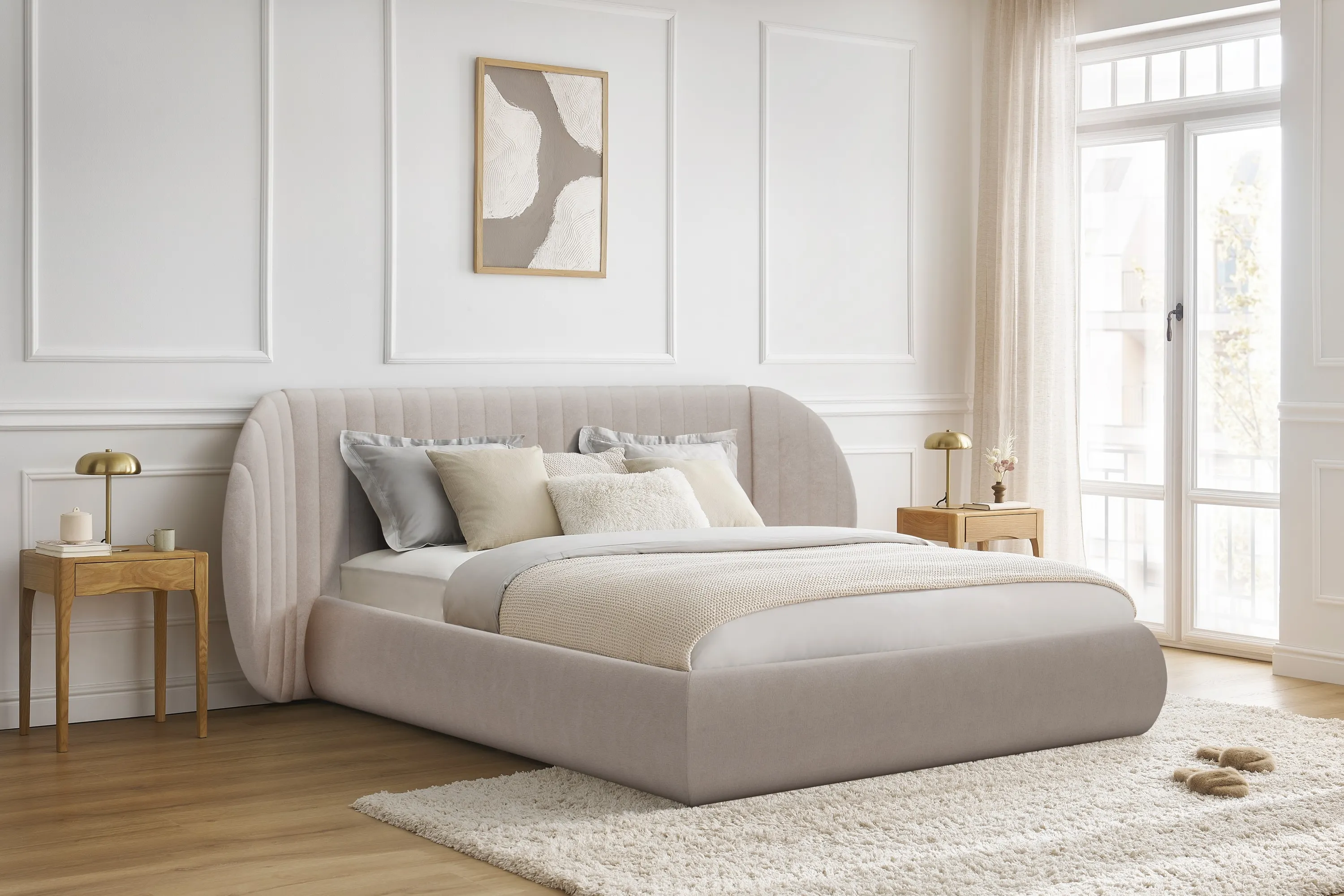 Łóżko Galin z pojemnikiem / 140x200 / Salvador (SIC) 2 - kremowy - B_158685