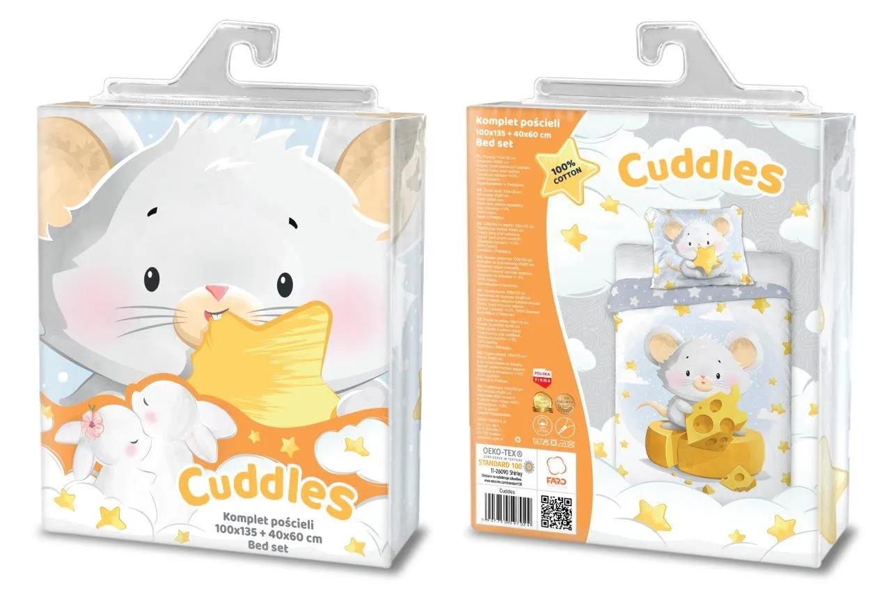 Pościel komplet dla dzieci PRZYTULAKI 016 bawełna 100X135+40X60 MYSZKA wielokolorowy - FARO_30432