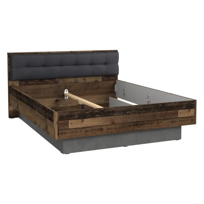 Łóżko CLIF z tapcerowanym zagłówkiem 180x200 - old wood vintage, beton, antracyt Meble, Tabela, Stolik kawowy, Wanna, Projektowanie wnętrz