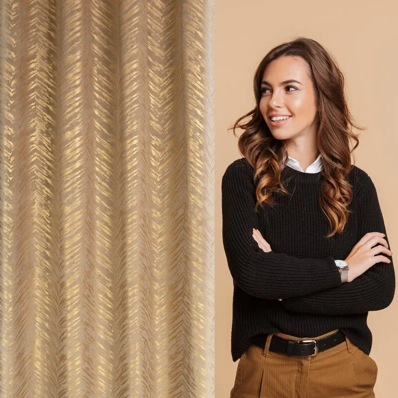 ZASŁONA GOTOWA SARA 140X250 CM CIEMNOBEŻOWY - EU_387350