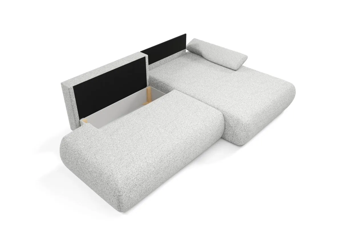 Narożnik rozkładany z pojemnikiem PUENTE 286 cm prawostronny jasnoszary - PUENTE_NAR_PUENTE80_P