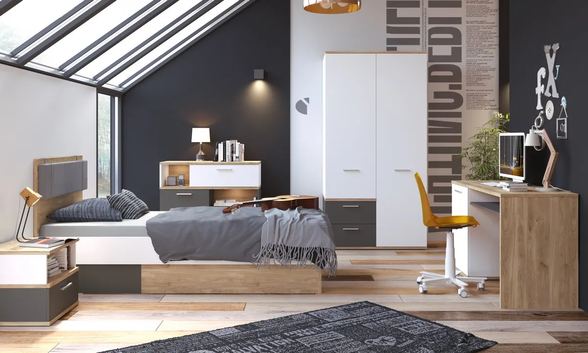 TWENTY TWEZ02 ŁÓŻKO 90 1S DĄB HONEY CASTELLO/BIAŁA ALPEJSKA/GRAFIT SZARY Wójcik - 6000000011713