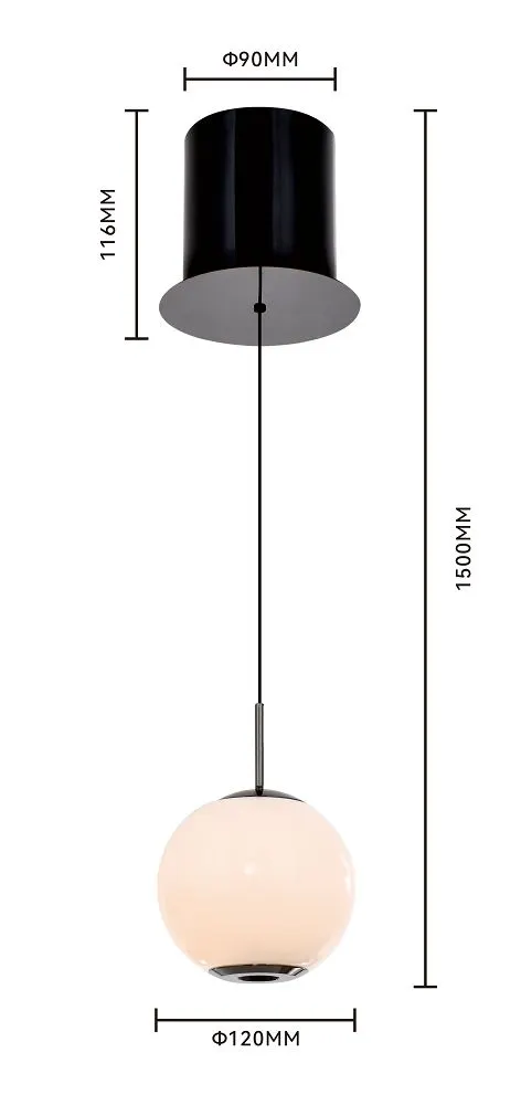 lampa wisząca, kuleczka, czarny abażur, biała szyjka, zestaw z wysięgnikiem