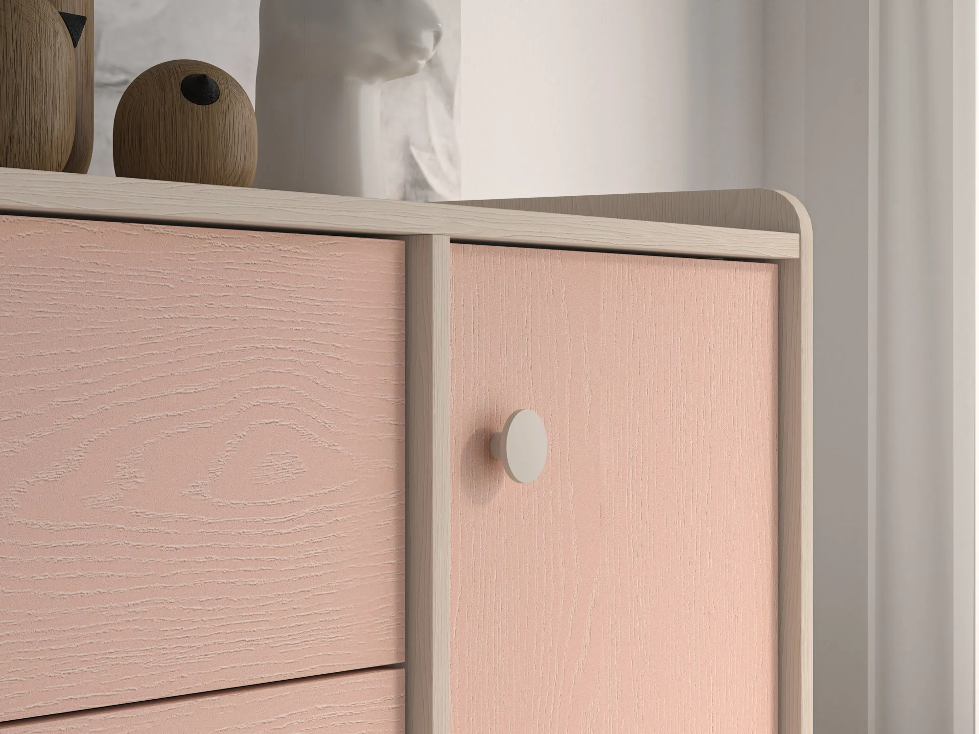 Komoda 1-drzwiowa z 3 szufladami MEVEL 05 piasek pustyni, różowy - 1MEVE05-001