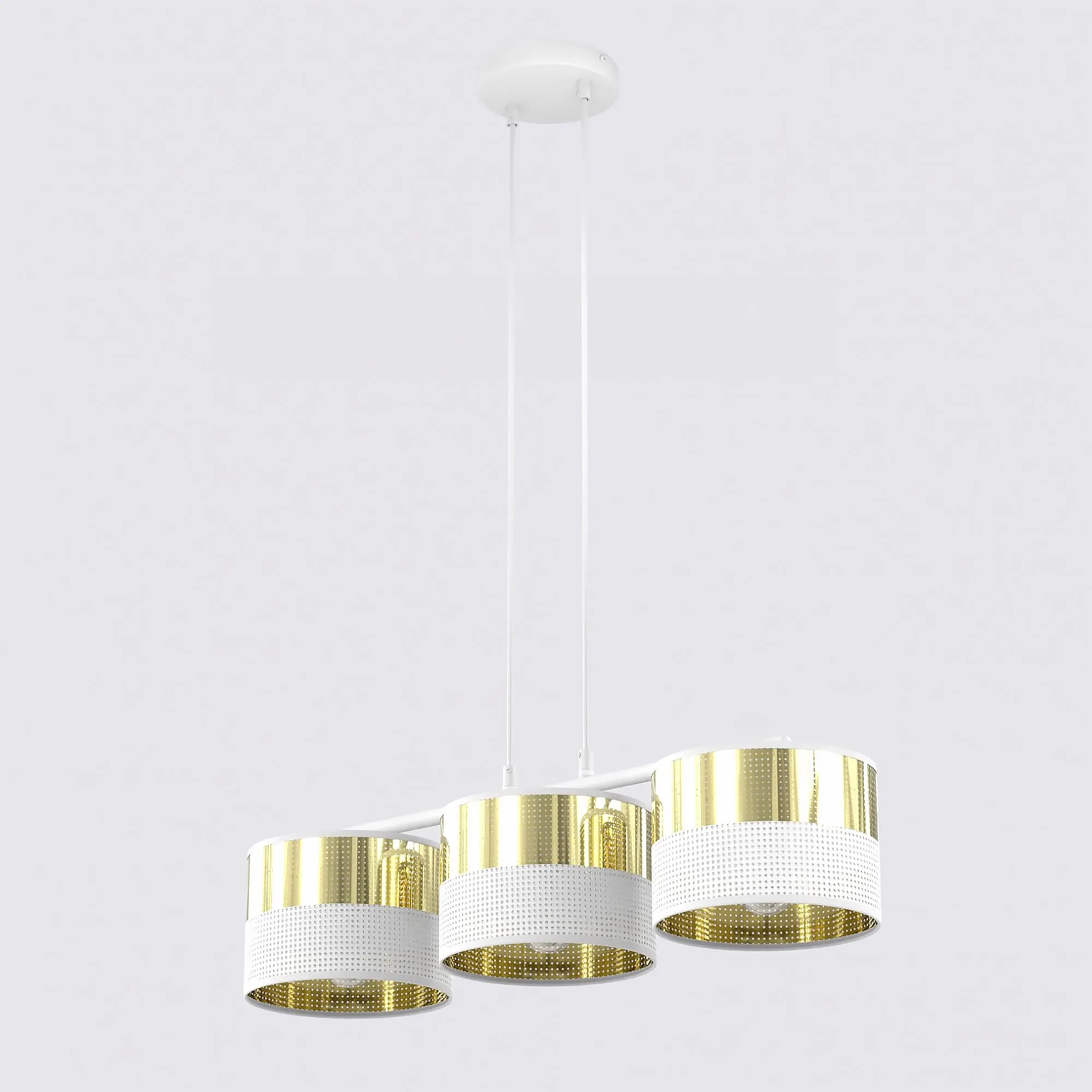 Lampa wisząca LUX 3 WH GOLD z abażurem biała złota