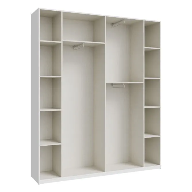 Szafa 4-drzwiowa HOME NOOK 3 drążki i półki 180cm biała - HMNS941-120