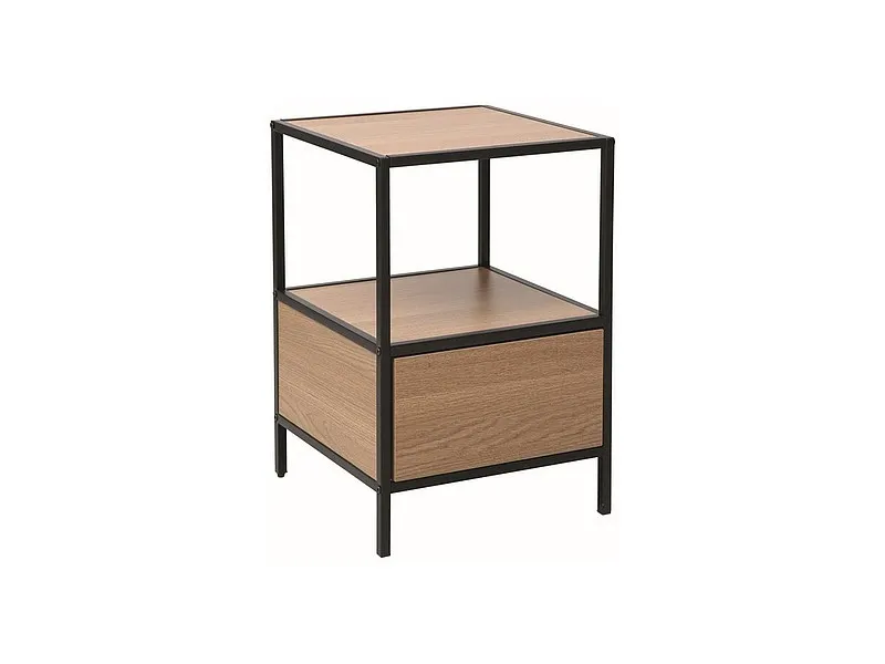 Szafka nocna z szufladą GEO S dąb + czarny - GEOSDC